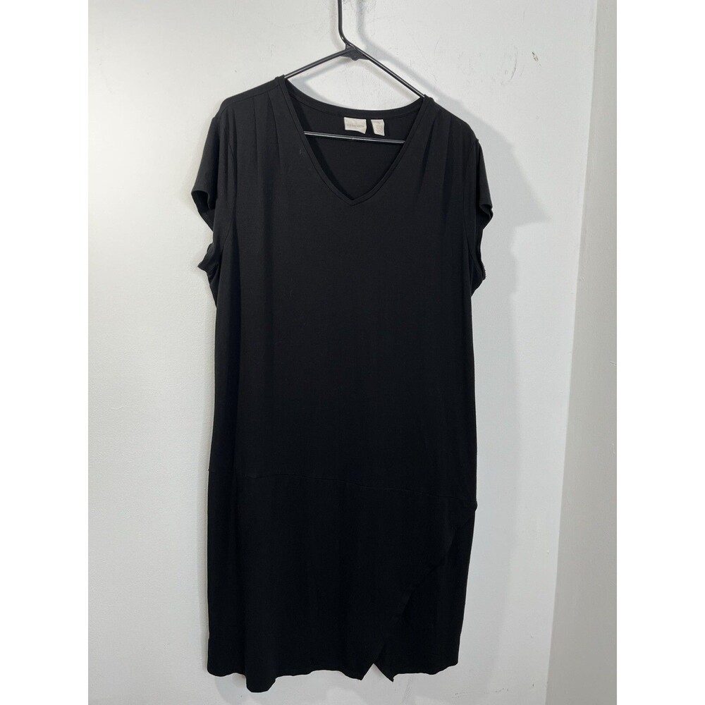 Chicos Black Dress Asymmetric Hem sz 3 / 16 XL (09)